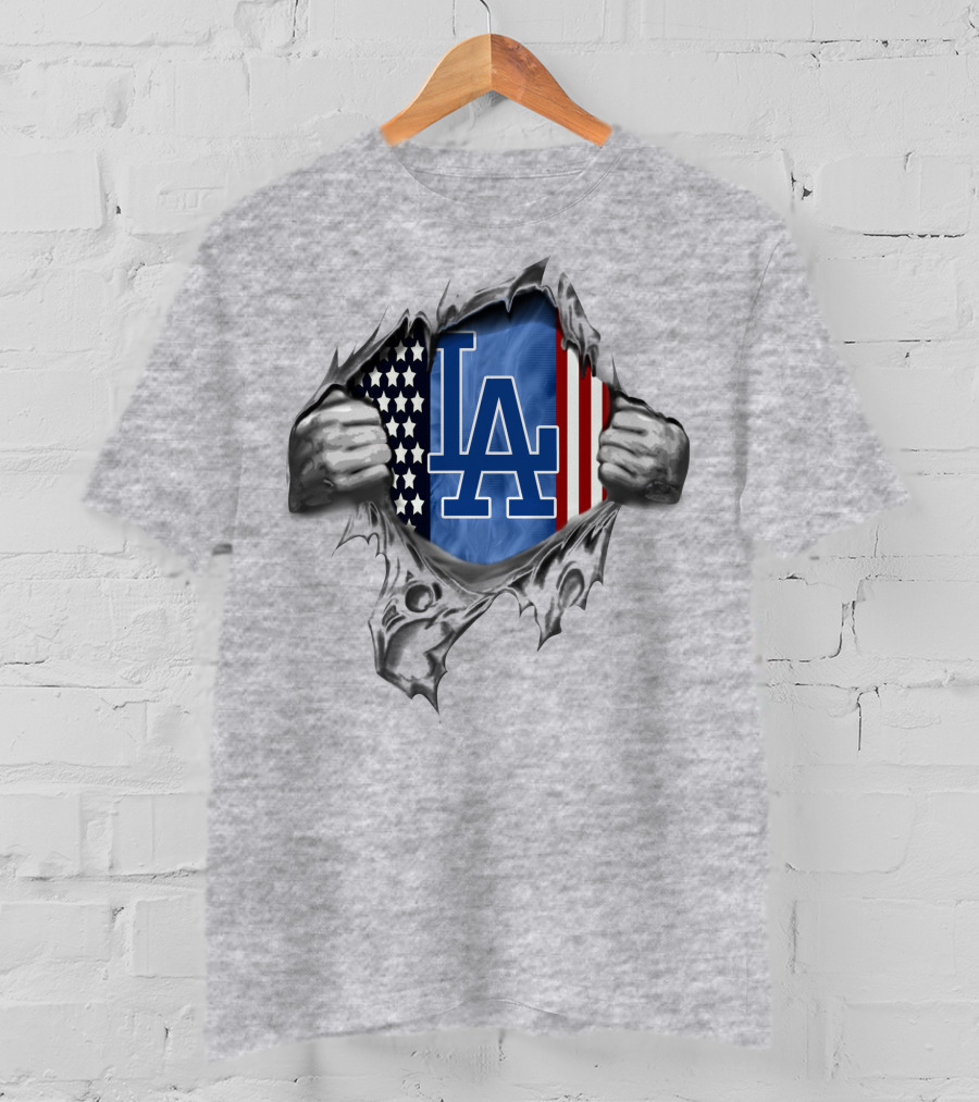 Usa Flag La Dodgers Team Spirit Fusion T-Shirt