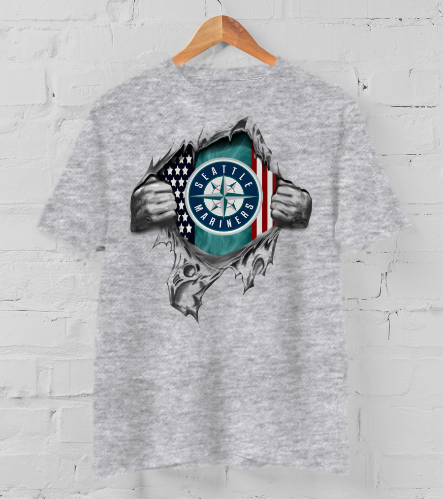 Seattle Mariners American Flag Graphic With Stars And Stripes T-Shirt