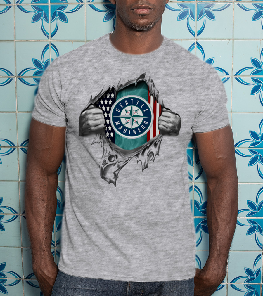 Seattle Mariners American Flag Graphic With Stars And Stripes T-Shirt