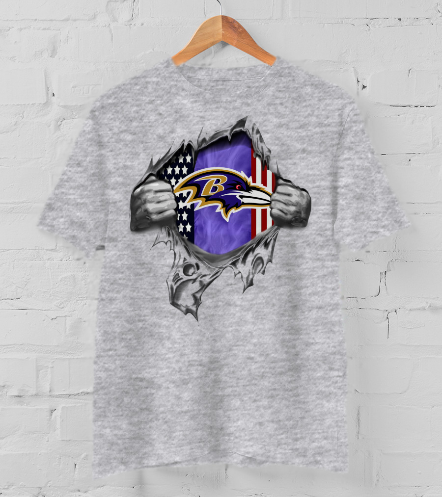 Baltimore Ravens American Flag Rip T-Shirt