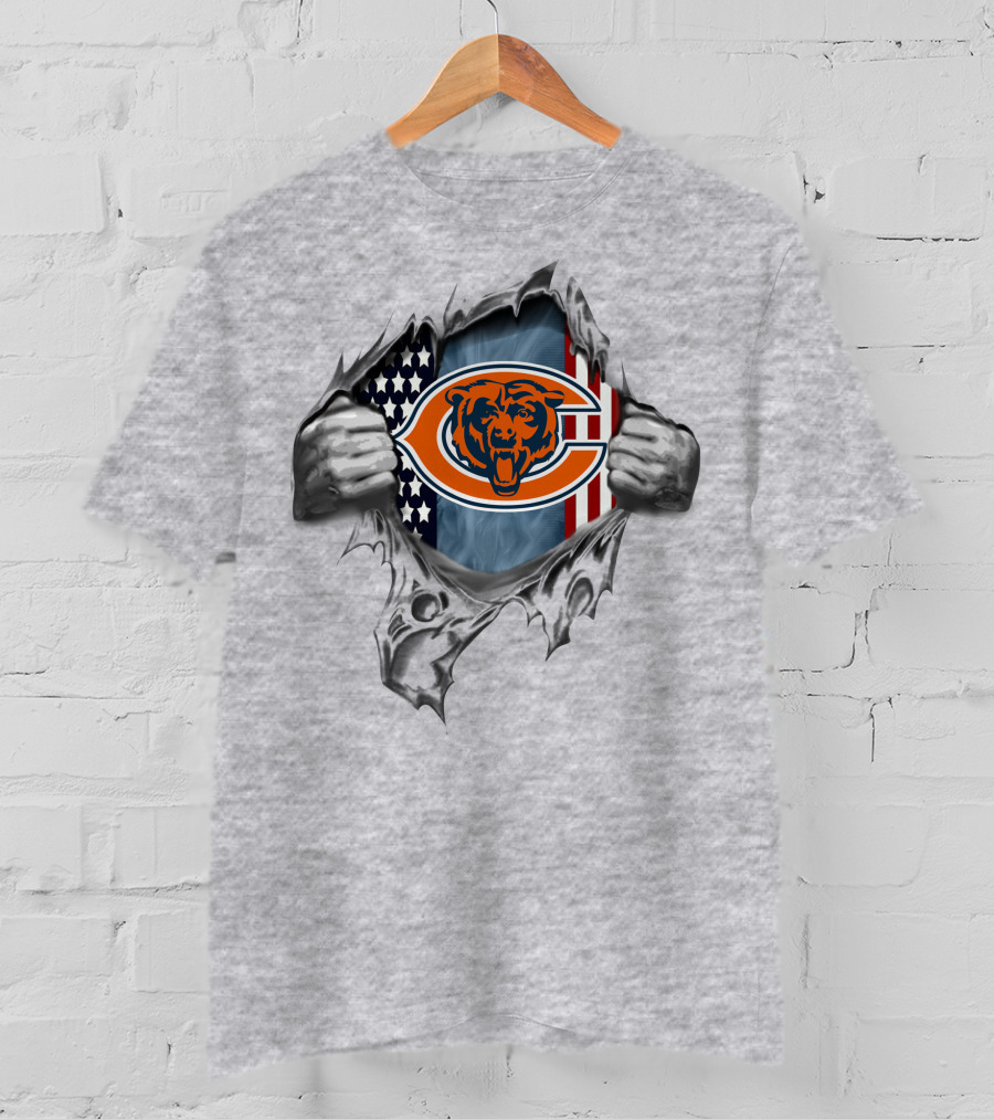 Chicago Bears American Flag Tear T-Shirt