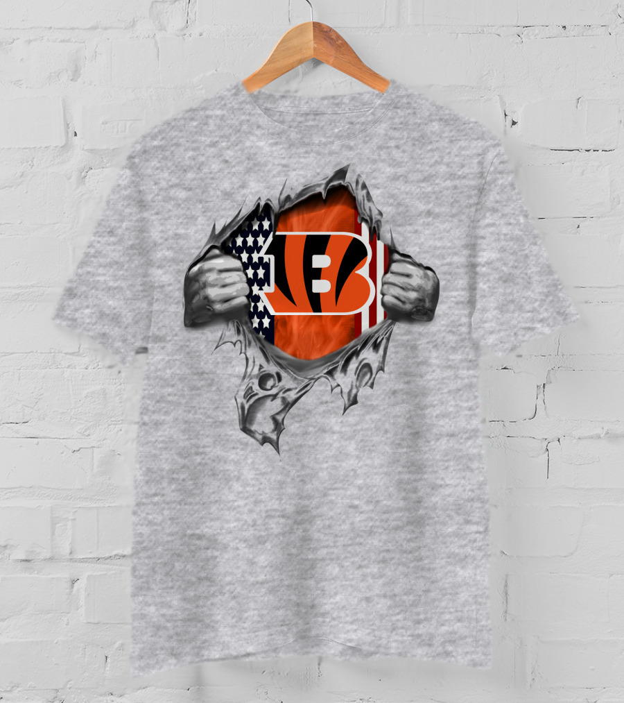 Cincinnati Bengals American Flag Ripped T-Shirt