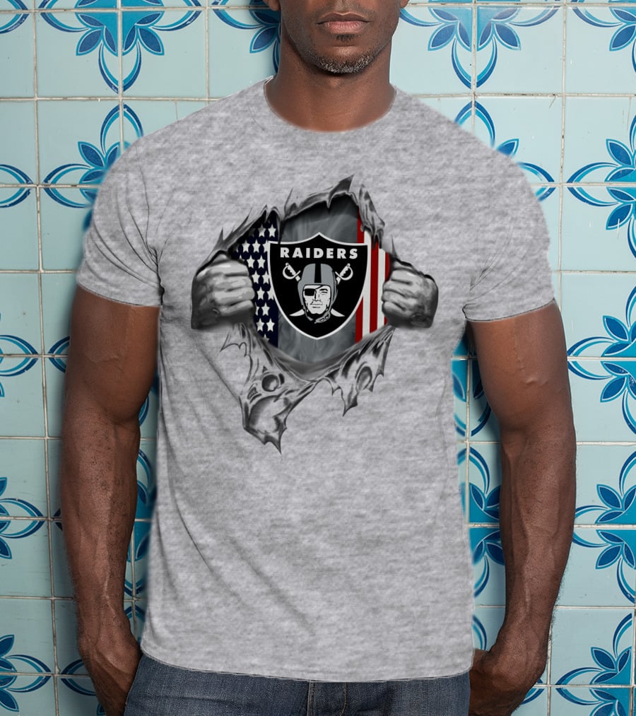 Las Vegas Raiders American Flag Shield T-Shirt