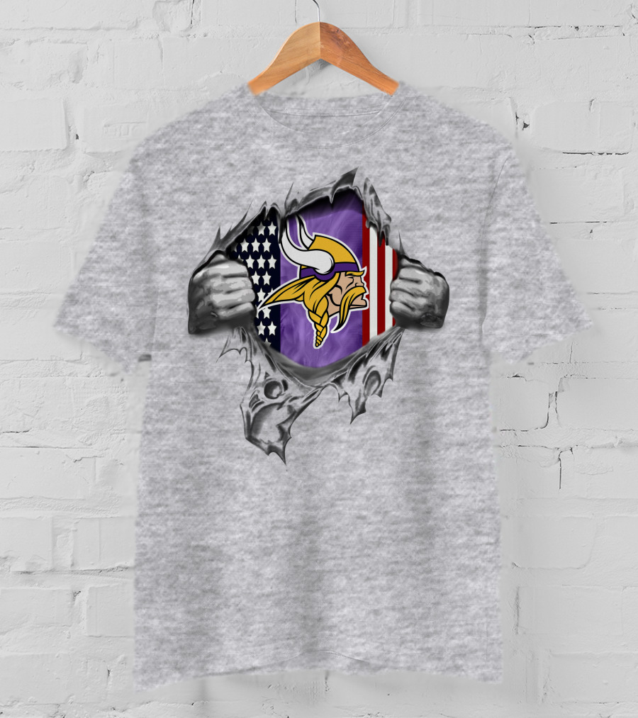 Minnesota Vikings American Flag Ripped T-Shirt
