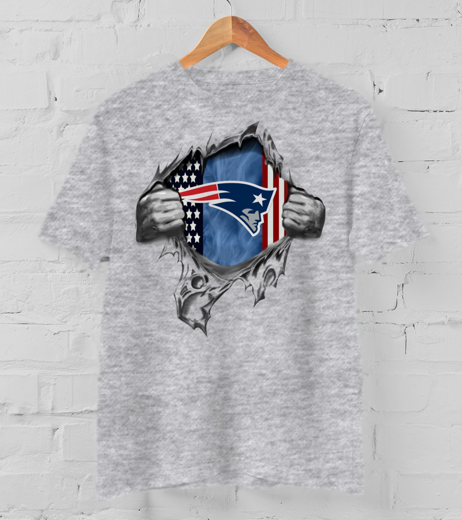 New England Patriots Flag With Stars And Stripes Patriots T-Shirt