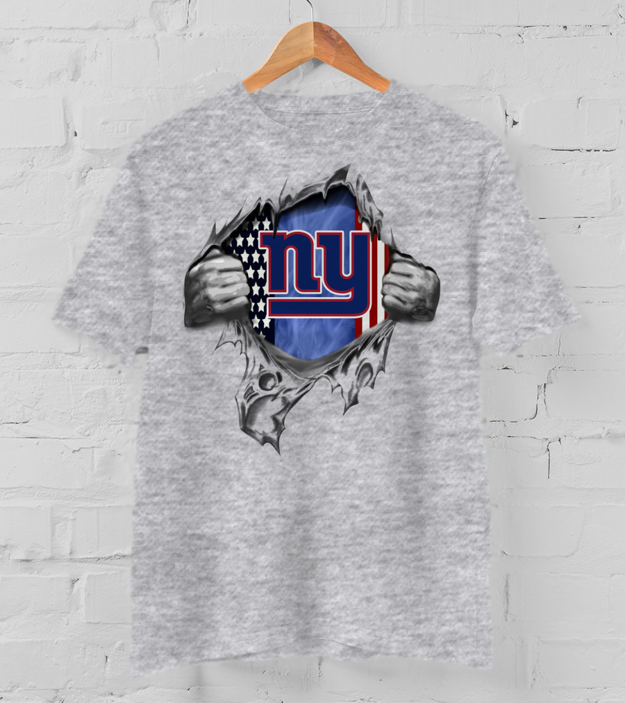 New York Giants Ny American Flag Tear T-Shirt