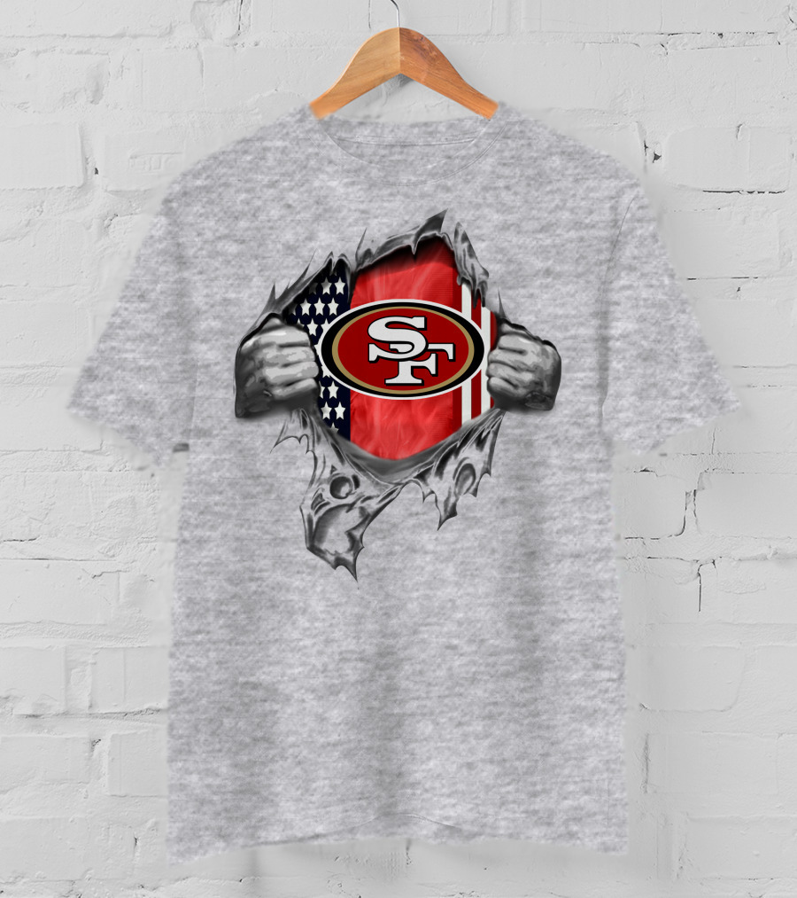 San Francisco 49ers Usa Flag Ripped T-Shirt