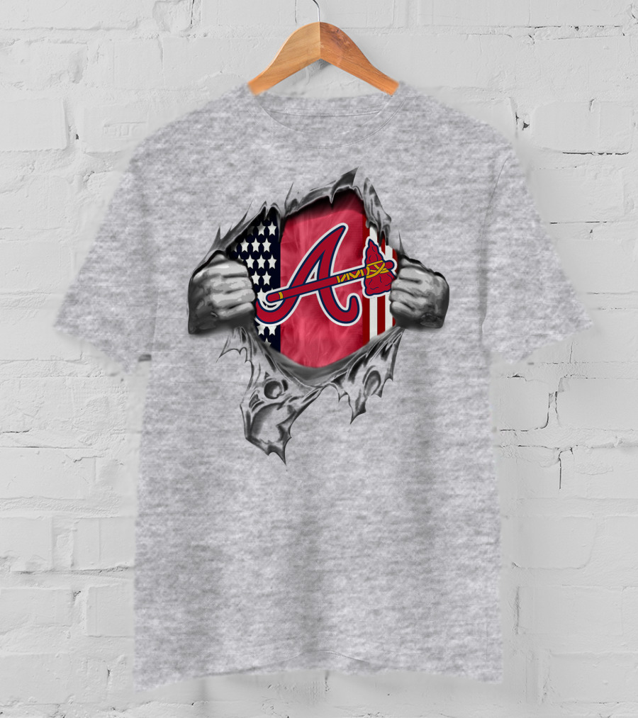 Atlanta Braves American Flag Ripping T-Shirt