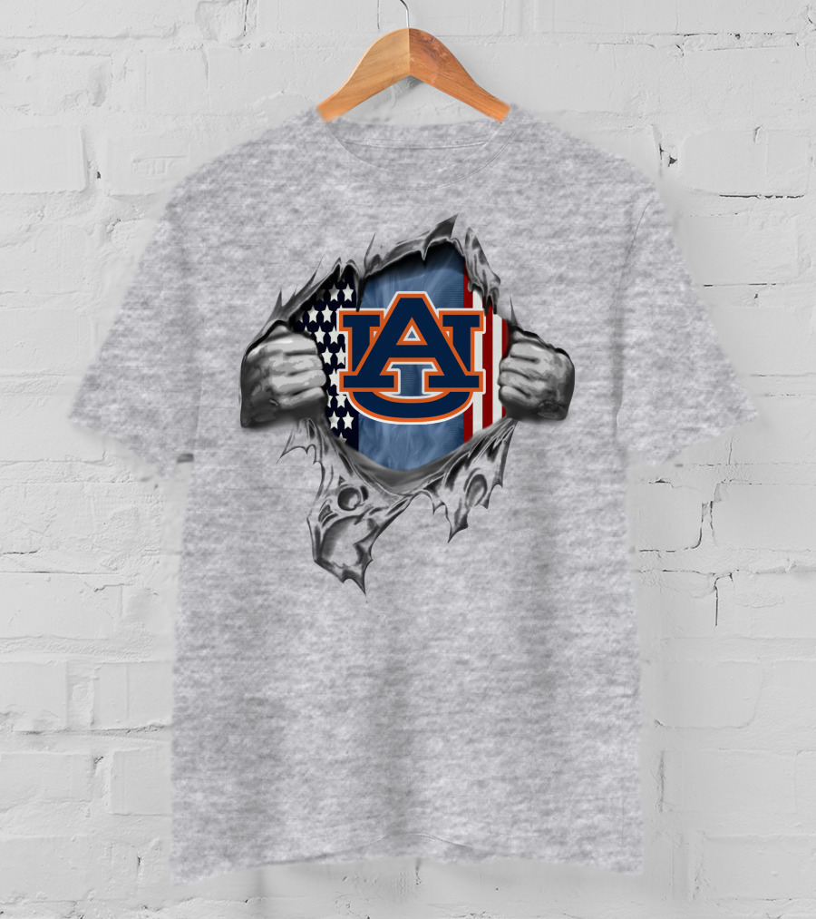 Auburn Tigers American Flag Tear T-Shirt