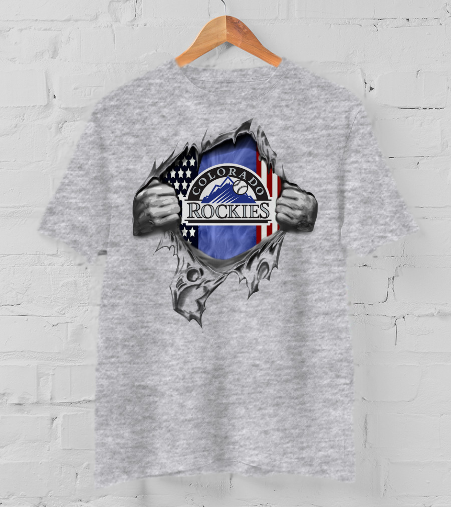 Colorado Rockies American Flag Baseball T-Shirt