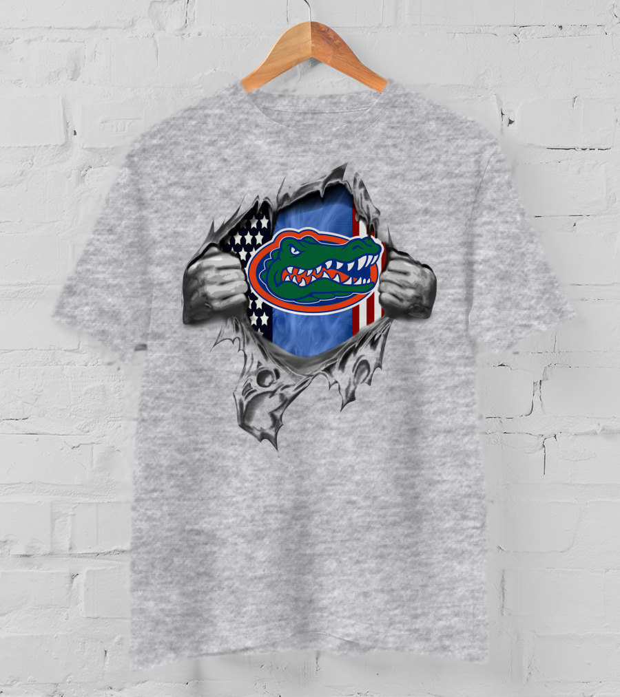 Florida Gators American Flag Torn Reveal T-Shirt