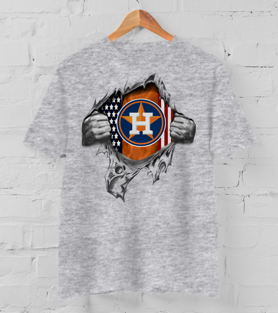 Houston Astros American Flag Patriotic T-Shirt