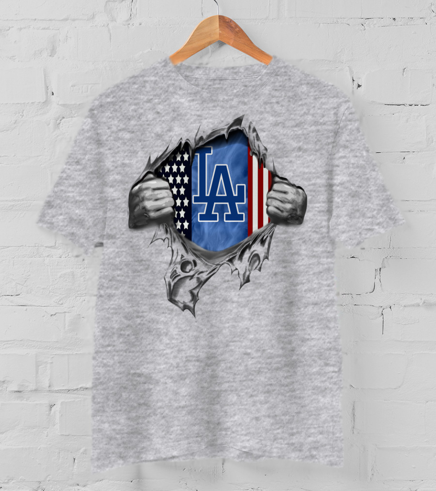 Los Angeles Dodgers American Flag Rip T-Shirt