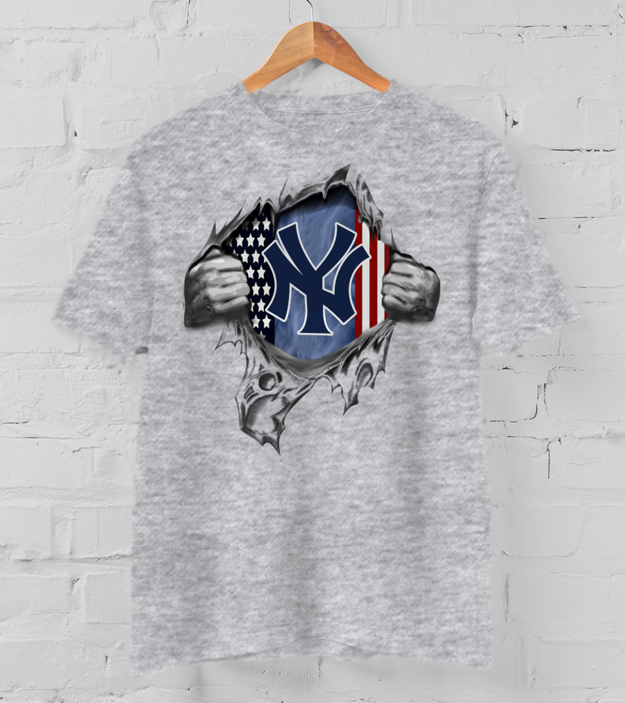 New York Yankees American Flag Torn Reveal T-Shirt