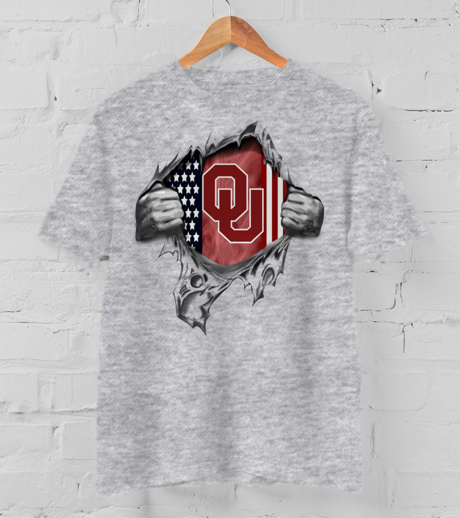 Oklahoma Sooners American Flag Ripped T-Shirt