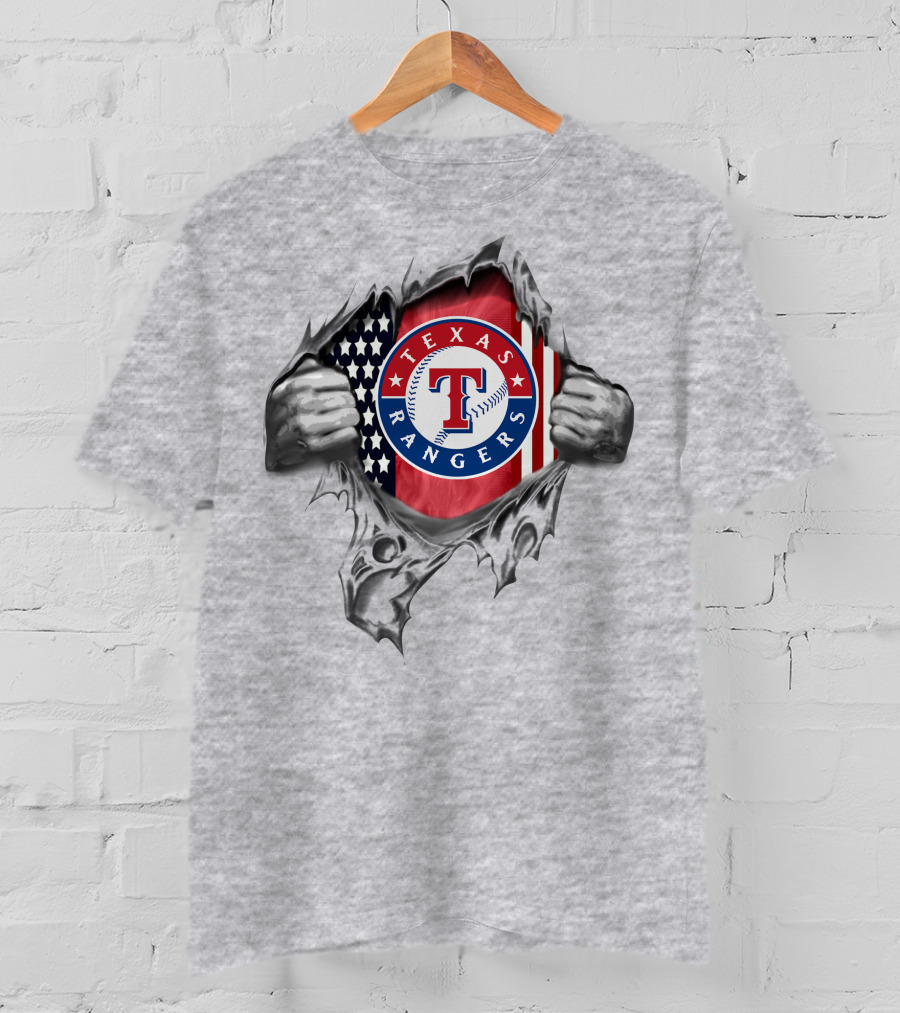 Texas Rangers American Flag Torn Reveal T-Shirt