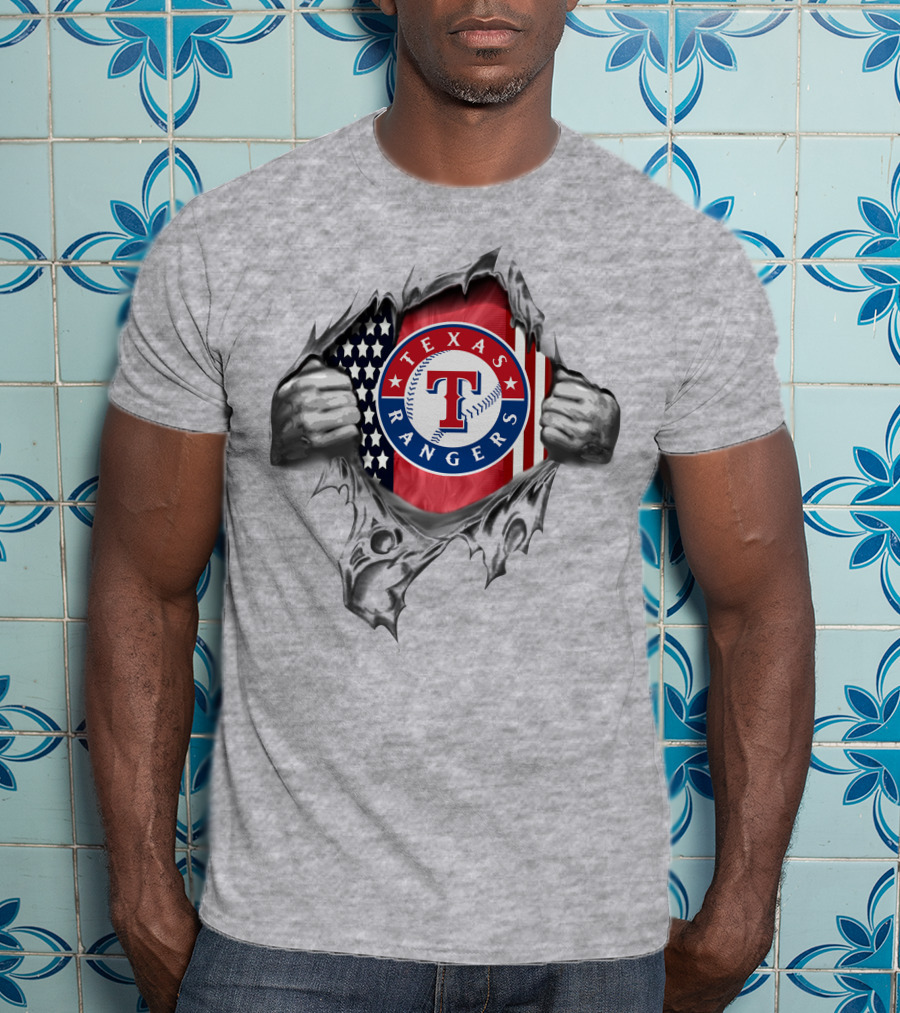 Texas Rangers American Flag Torn Reveal T-Shirt