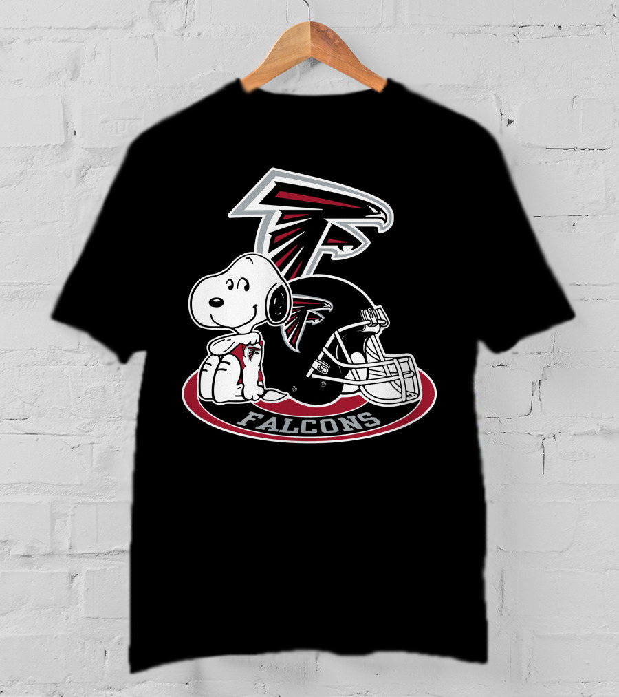 Atlanta Falcons Snoopy With Falcons Logo And Helmet T-Shirt