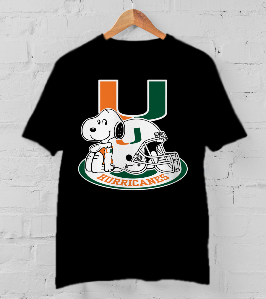 Miami Hurricanes Snoopy U Logo Helmet T-Shirt