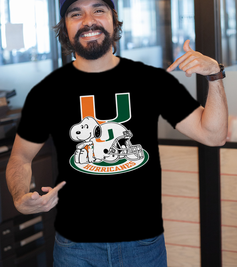 Miami Hurricanes Snoopy U Logo Helmet T-Shirt
