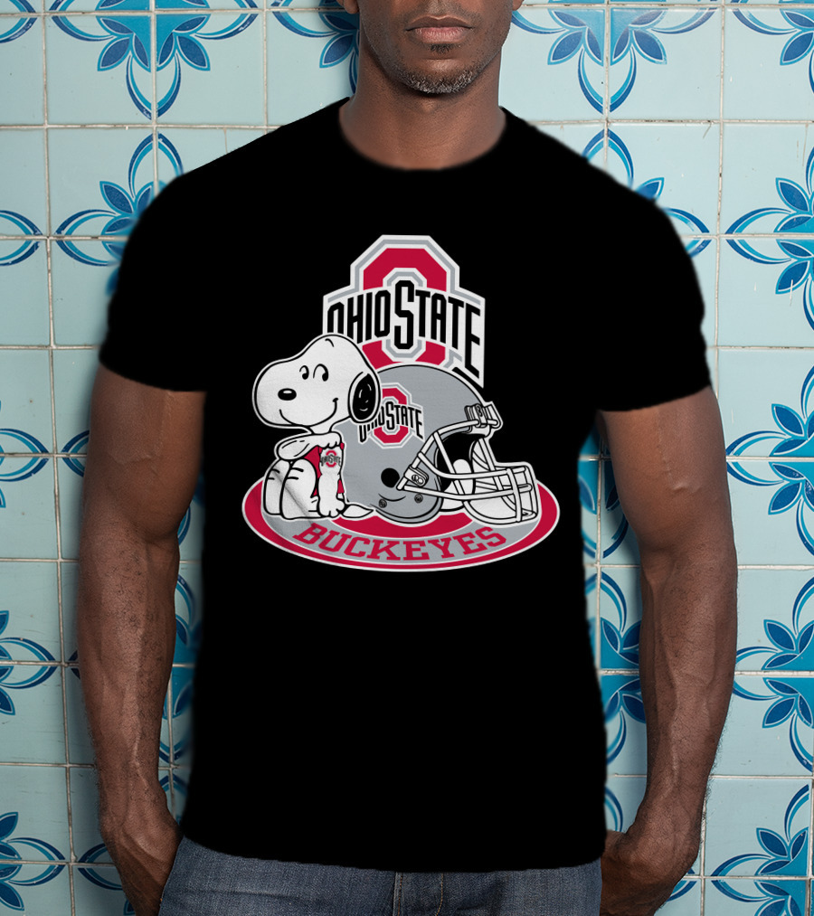 Ohio State Buckeyes Snoopy With Logo And Helmet T-Shirt