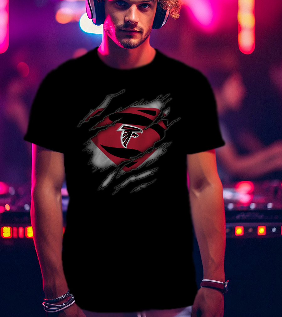 Atlanta Falcons Logo Superman Rip T-Shirt