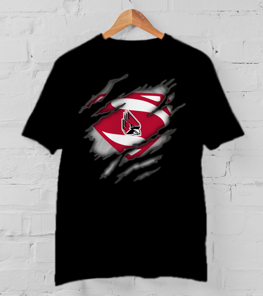 Ball State Cardinals Superman Logo Emblem Tear T-Shirt