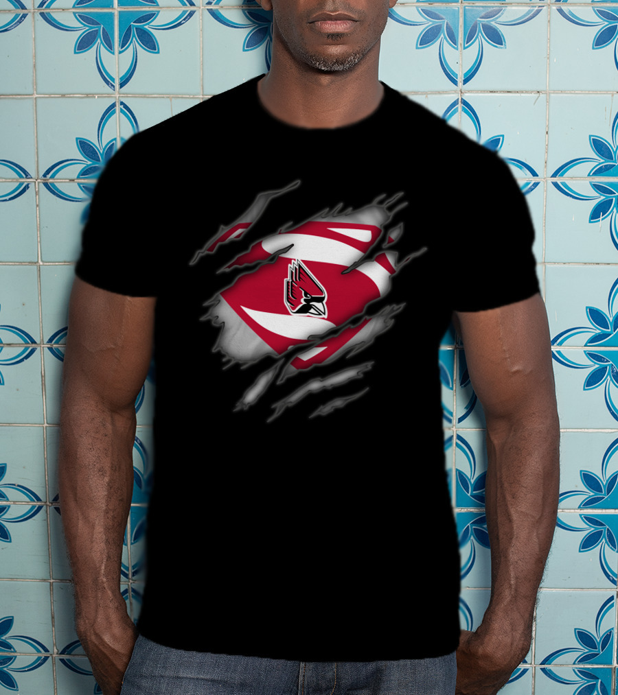 Ball State Cardinals Superman Logo Emblem Tear T-Shirt