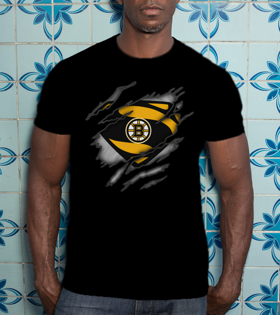 Boston Bruins Superman Logo Dynamic Tear T-Shirt