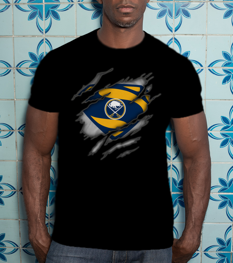 Buffalo Sabres Superman Logo Ripped T-Shirt