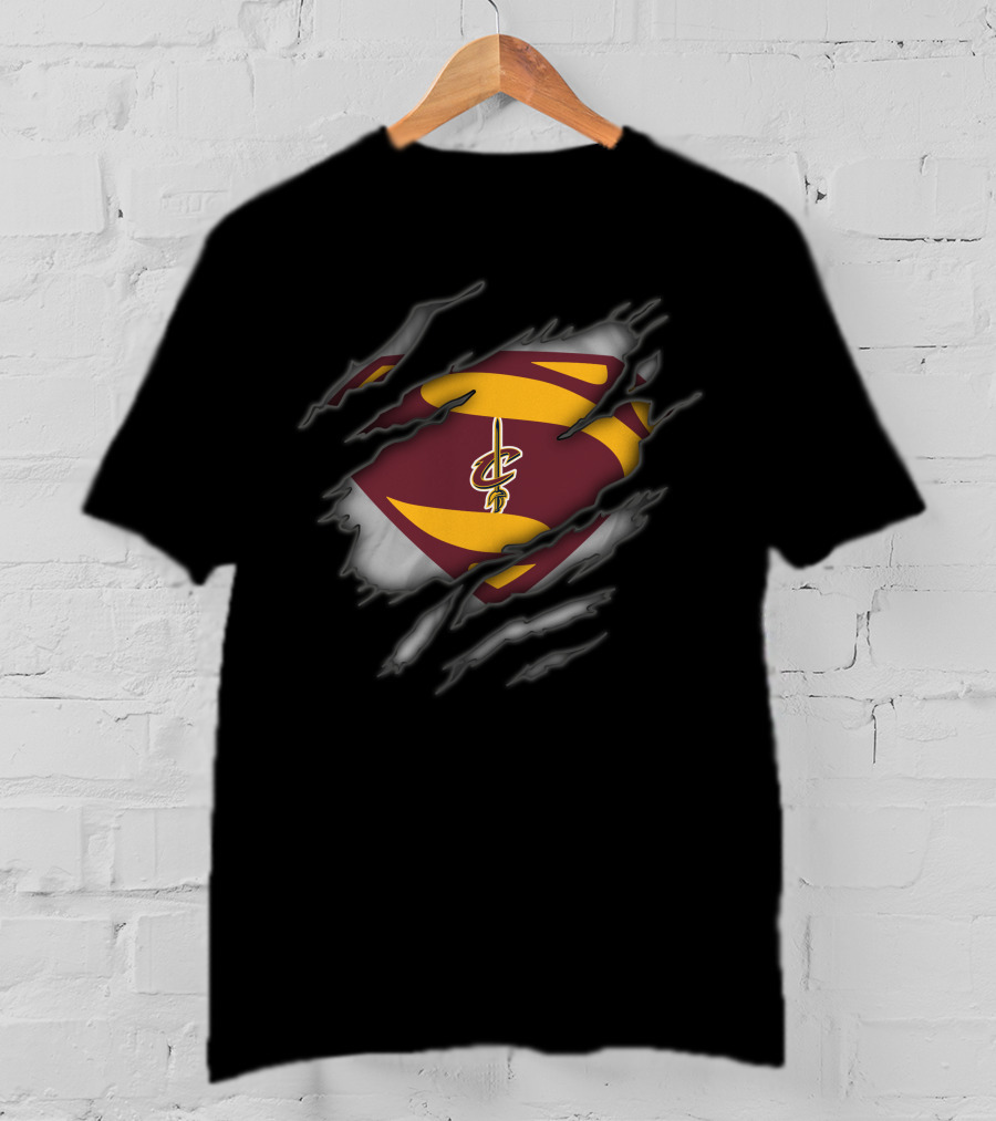 Cleveland Cavaliers Logo Superman Style Tear Revealed T-Shirt