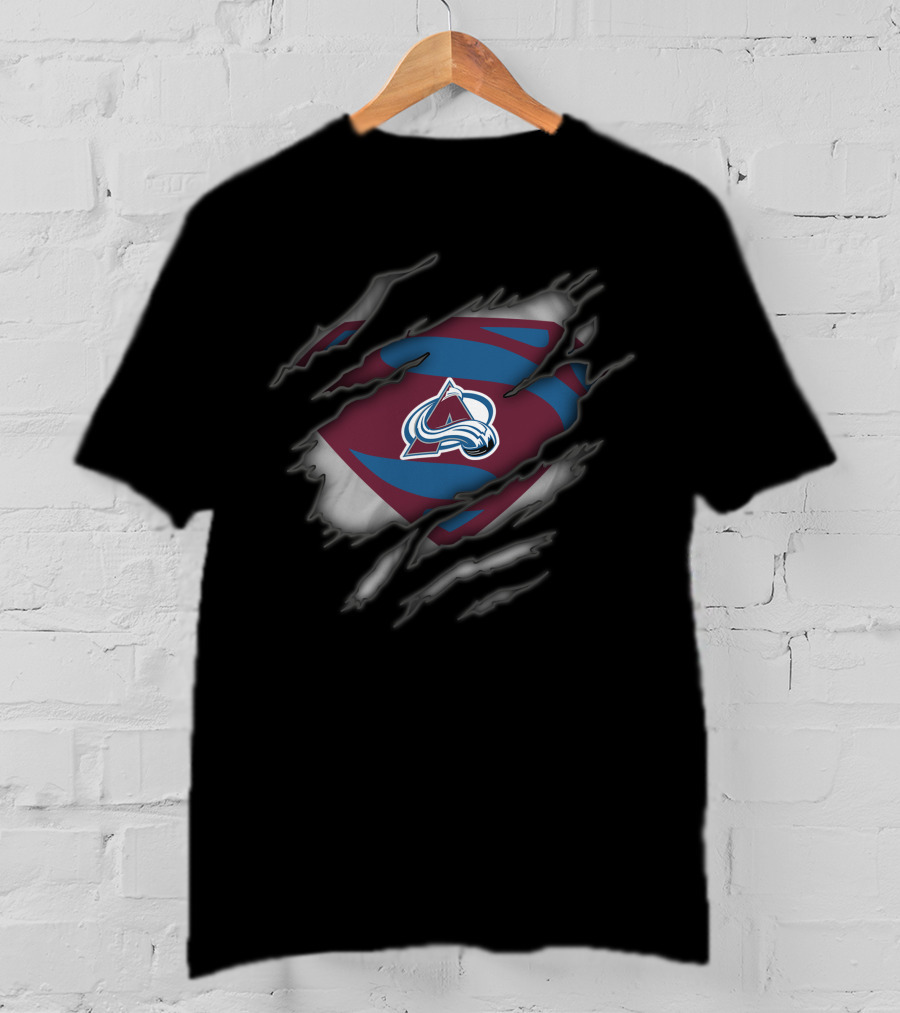Colorado Avalanche Logo Ripped Superman Style T-Shirt