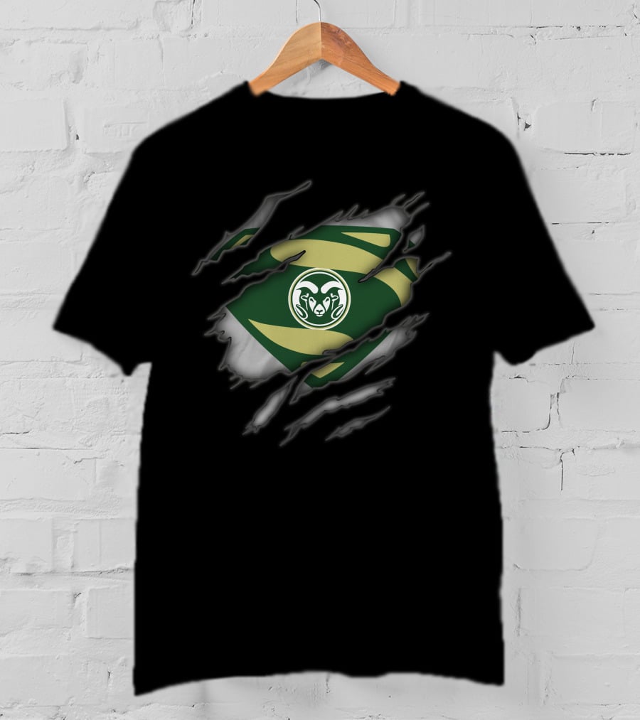 Colorado State Rams Logo Rip Style Superman T-Shirt