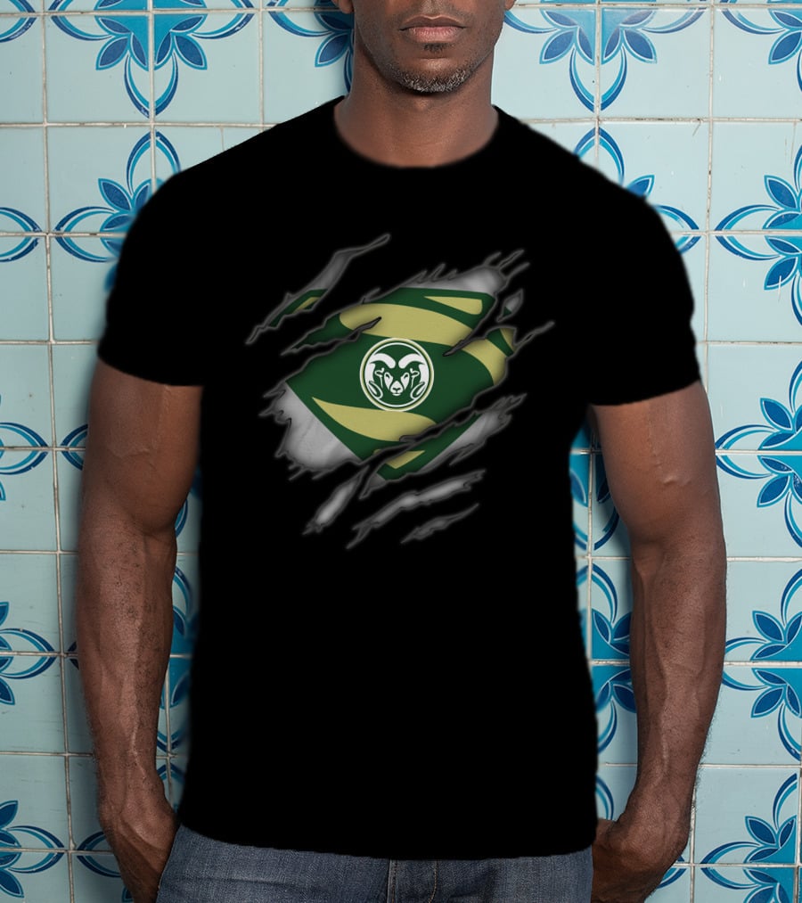 Colorado State Rams Logo Rip Style Superman T-Shirt