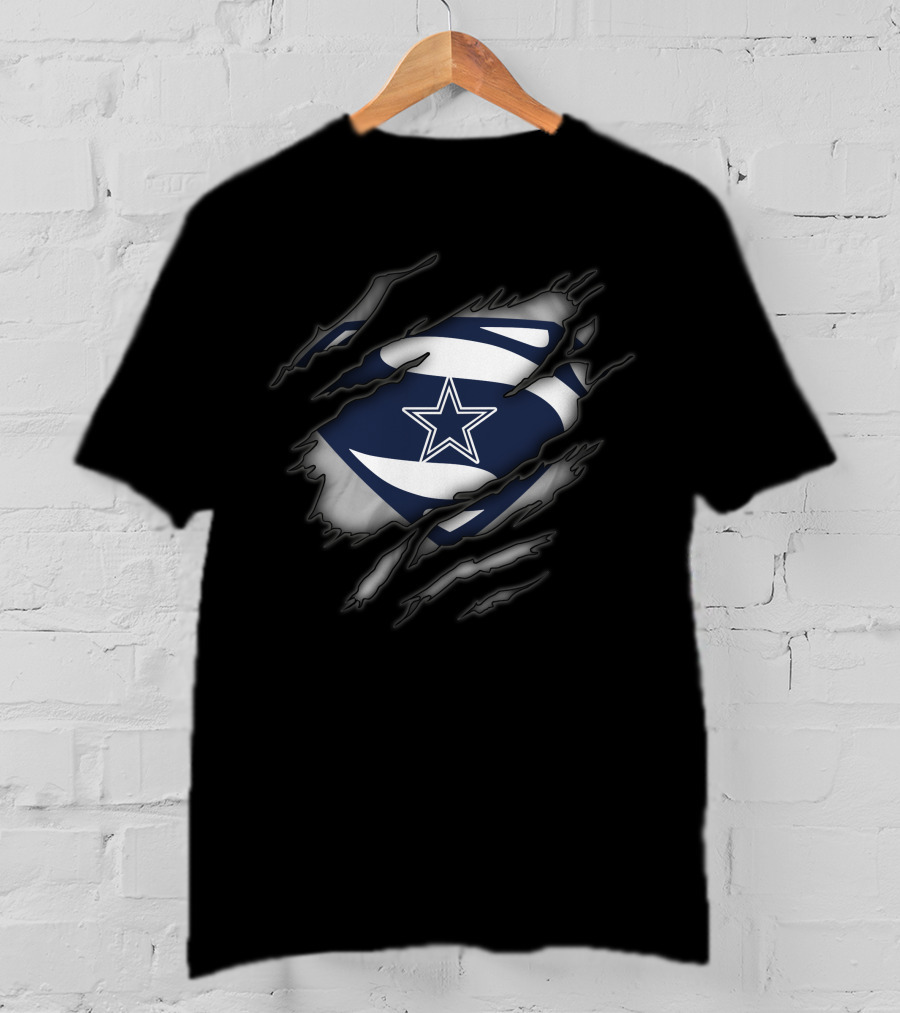 Dallas Cowboys Fan Superman Star Logo Hidden Reveal T-Shirt