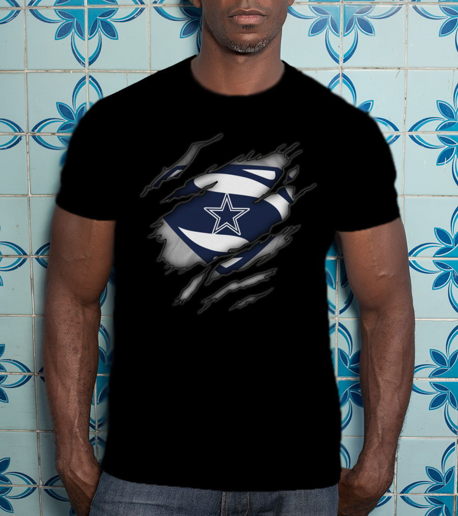 Dallas Cowboys Fan Superman Star Logo Hidden Reveal T-Shirt