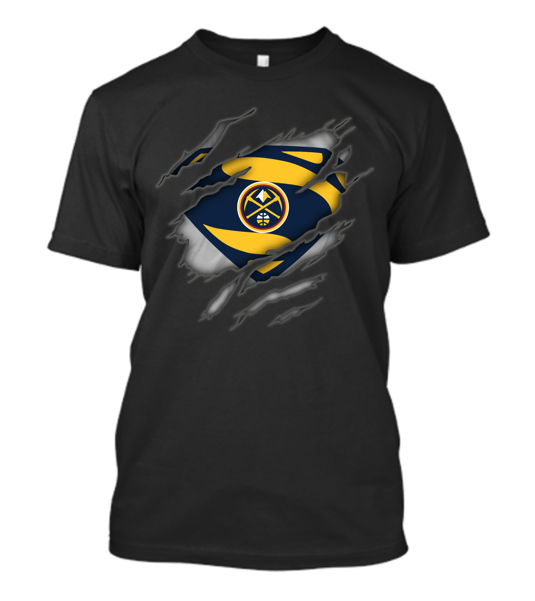 Denver Nuggets Ripped Superman Logo Style T-Shirt