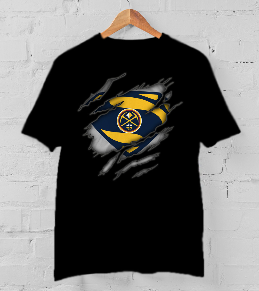 Denver Nuggets Ripped Superman Logo Style T-Shirt