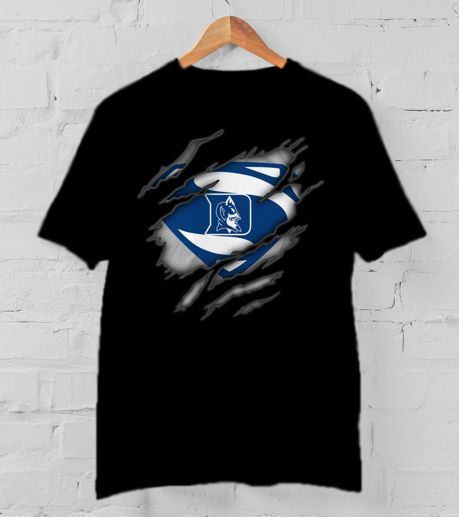 Duke Blue Devils Logo Superman-Inspired Graphic With Claw Marks T-Shirt