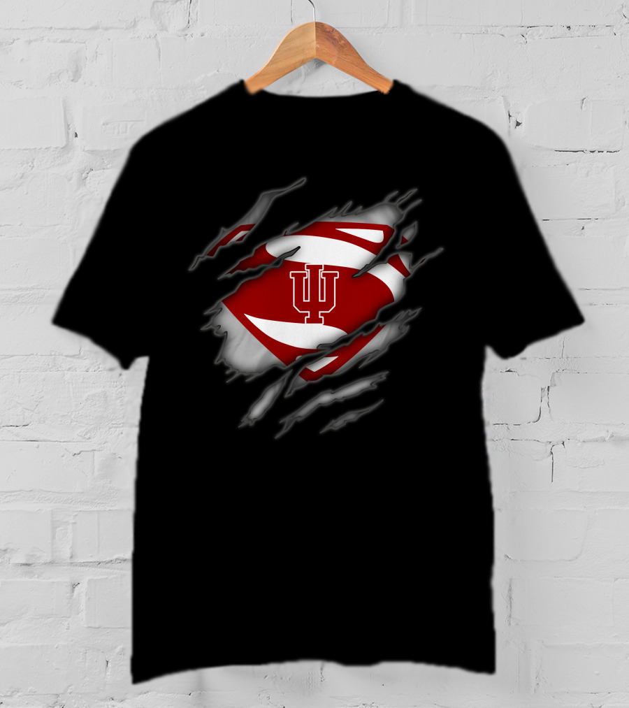 Indiana Hoosiers Superman Logo Iconic Symbol Rip T-Shirt