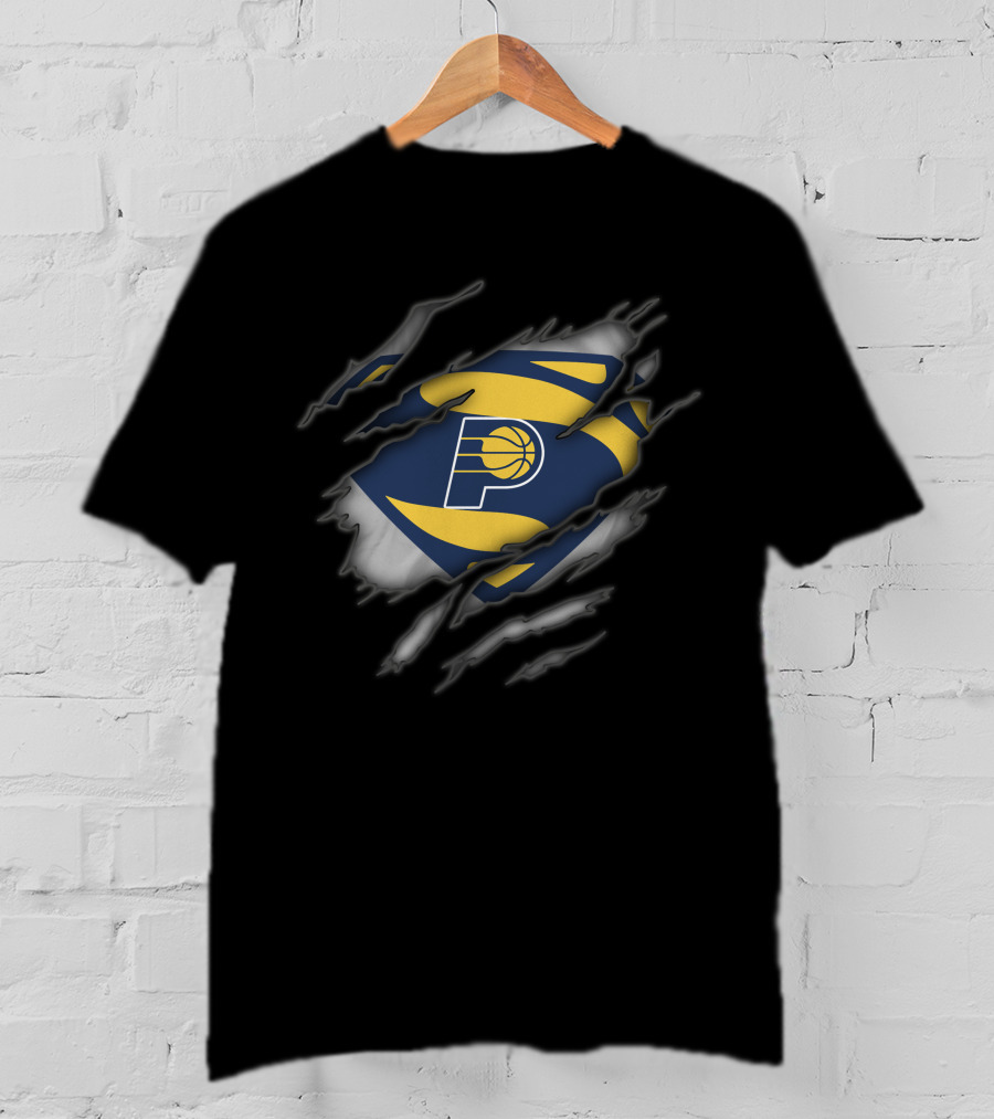 Indiana Pacers Basketball Emblem Revealed Through Superman-Inspired Tear T-Shirt