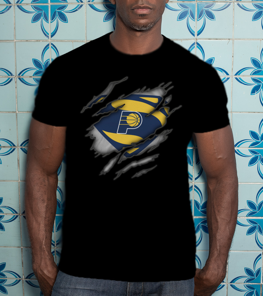 Indiana Pacers Basketball Emblem Revealed Through Superman-Inspired Tear T-Shirt