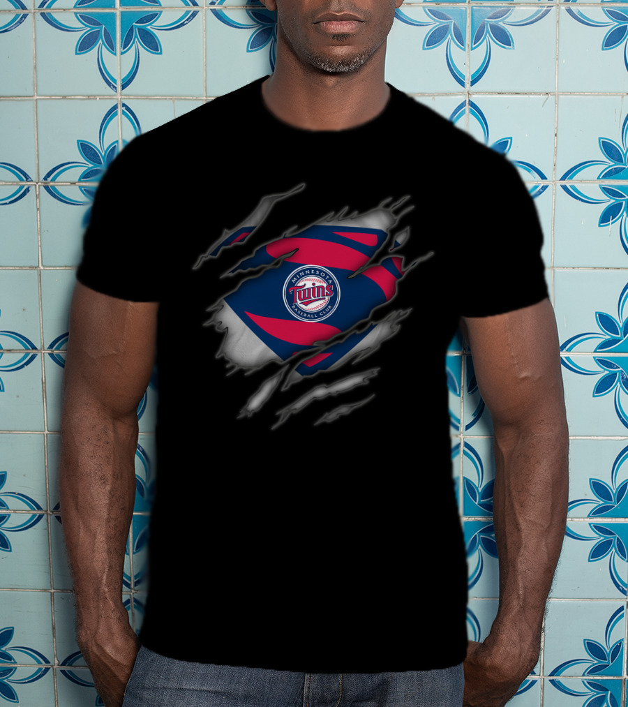 Minnesota Twins Baseball Club Ripped Superman T-Shirt