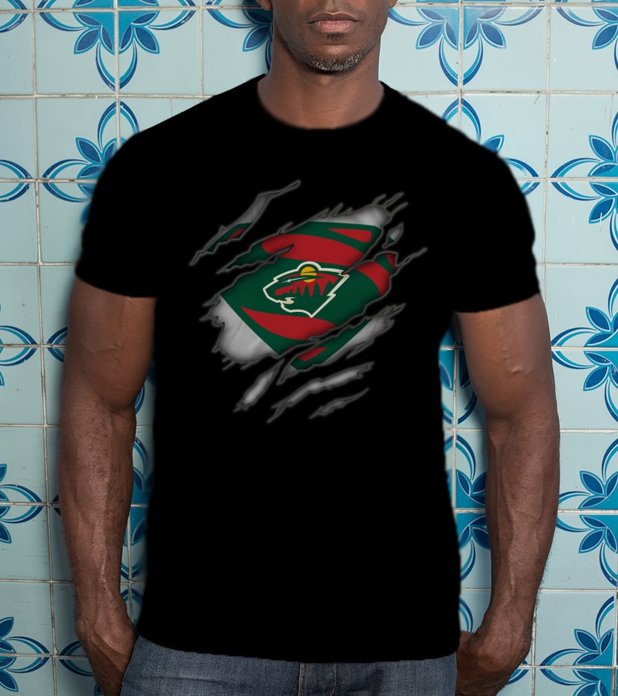 Minnesota Wild Claw Tear Superhero T-Shirt