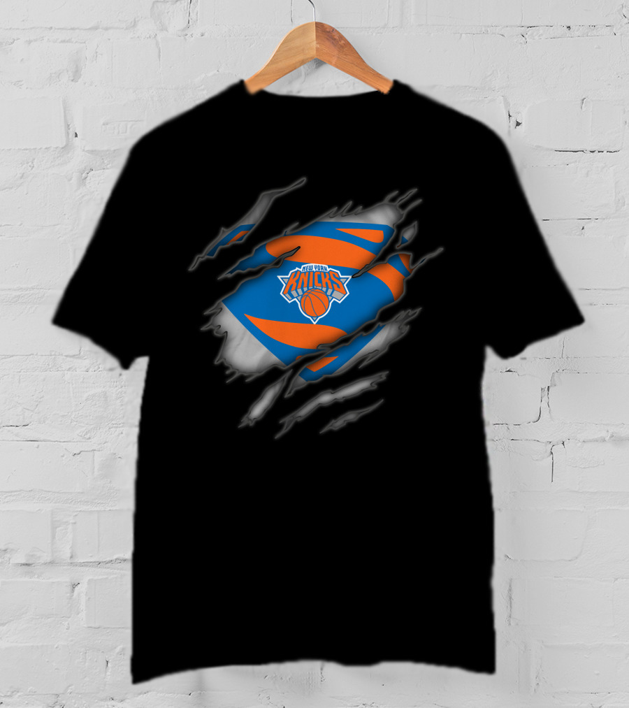 New York Knicks Basketball Superman Logo Reveal T-Shirt