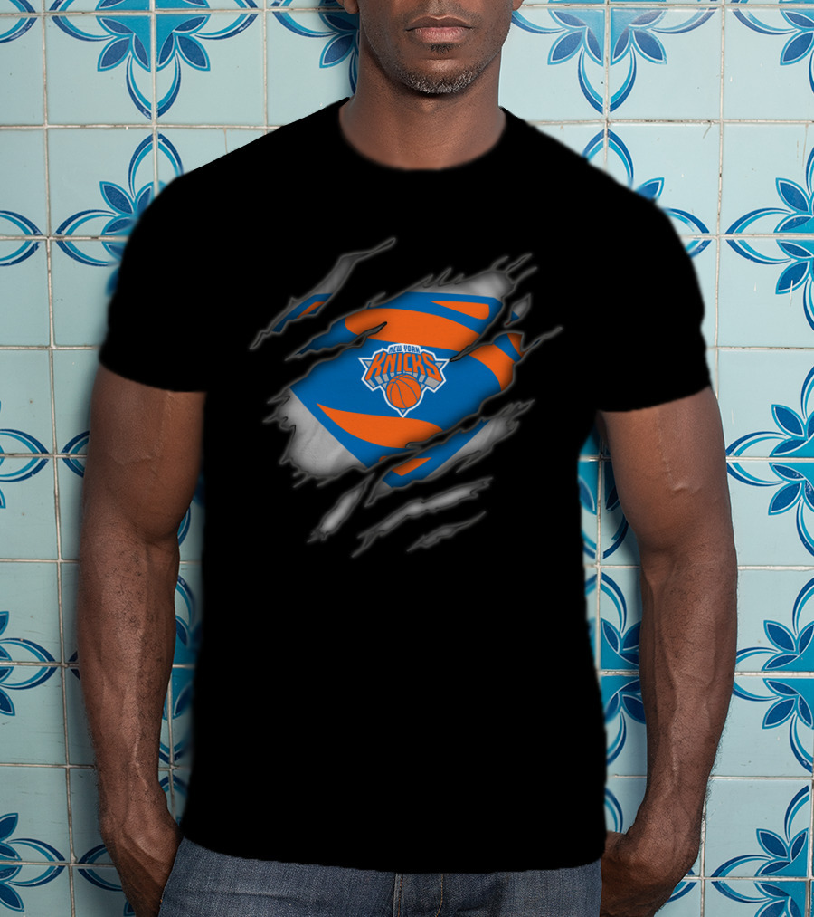 New York Knicks Basketball Superman Logo Reveal T-Shirt