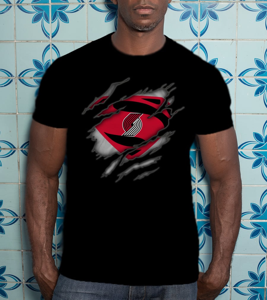 Portland Trail Blazers Ripped Superman T-Shirt