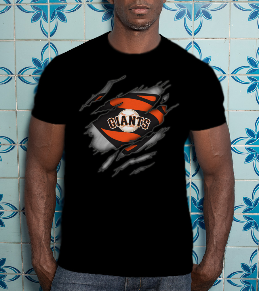 San Francisco Giants Baseball Logo Tear Superman Style T-Shirt