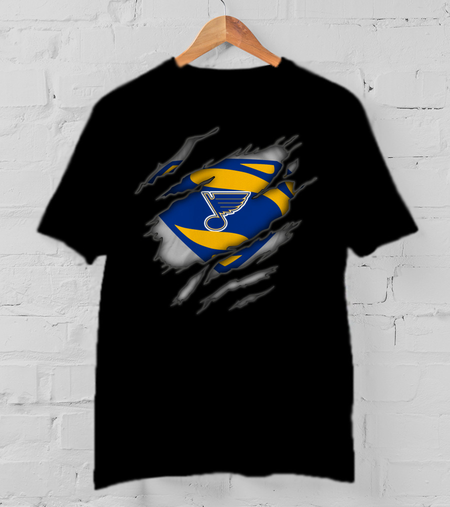 St Louis Blues Logo Tear Design Superhero Style T-Shirt