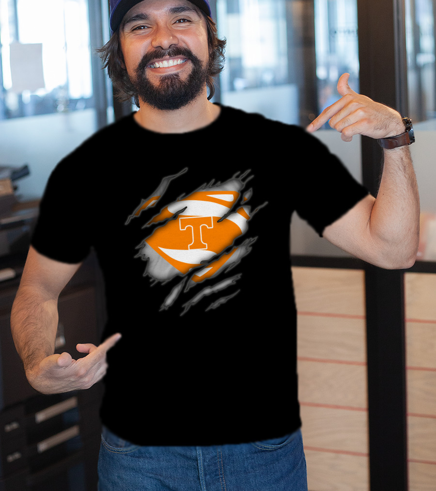 Tennessee Volunteers Iconic T Logo Superhero Rip T-Shirt